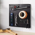 16" Square Metal Pegboard Black – Wall & Garage Storage Organizer, 100 lb Capacity
