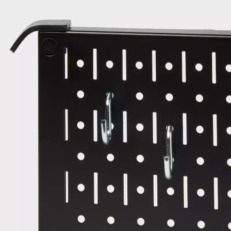 16" Square Metal Pegboard Black – Wall & Garage Storage Organizer, 100 lb Capacity