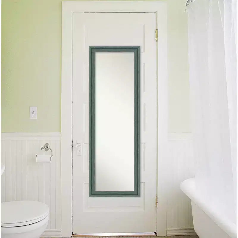 18"x52" Non-Beveled Full-Length Door Mirror Teal/Gray Upcycled Wood Frame