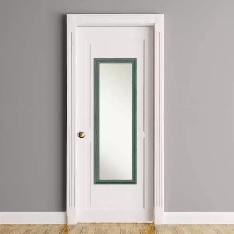 18"x52" Non-Beveled Full-Length Door Mirror Teal/Gray Upcycled Wood Frame