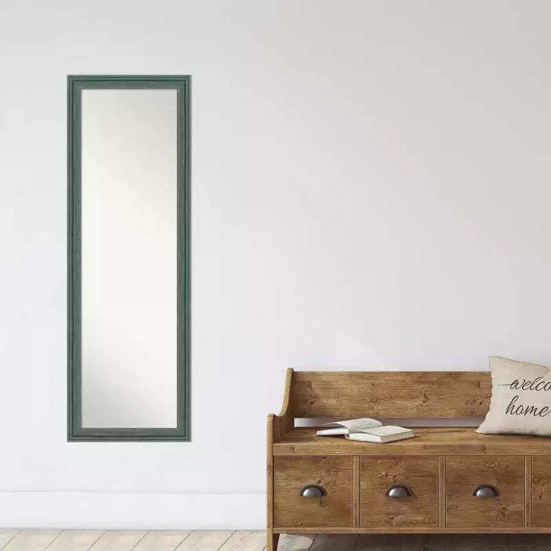 18"x52" Non-Beveled Full-Length Door Mirror Teal/Gray Upcycled Wood Frame