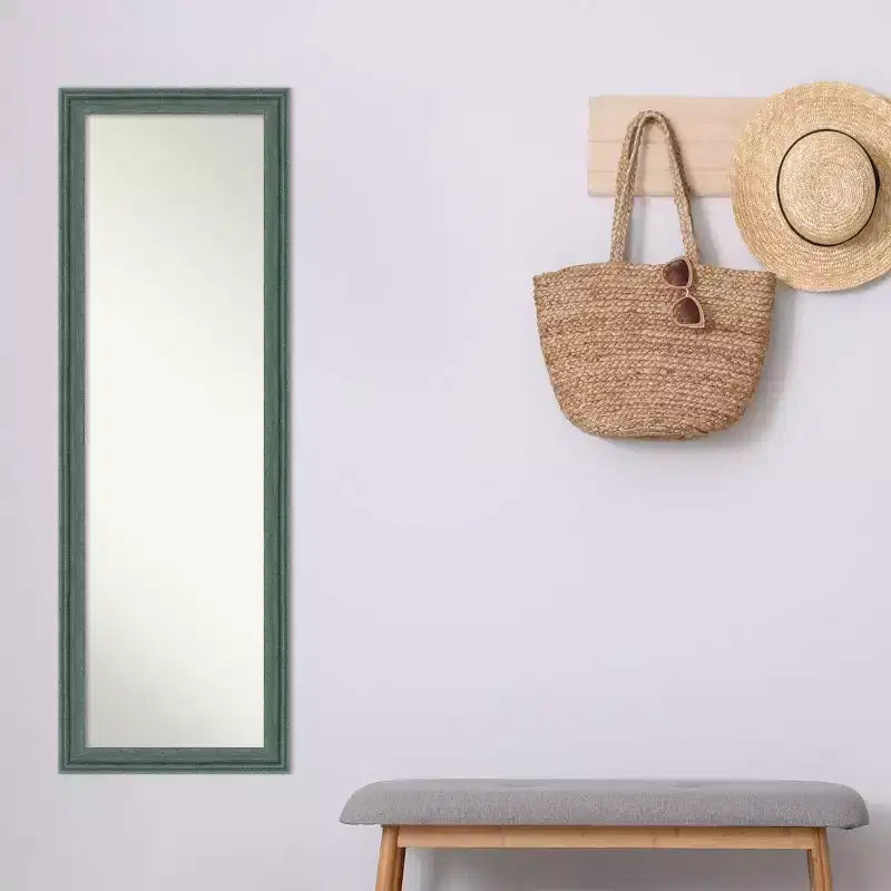 18"x52" Non-Beveled Full-Length Door Mirror Teal/Gray Upcycled Wood Frame