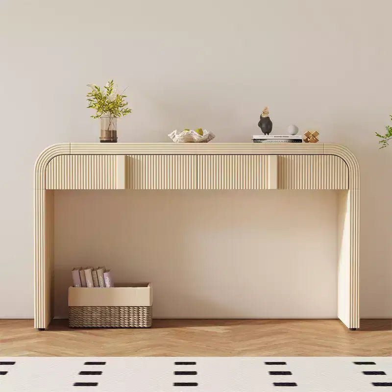 55" Modern Glossy Console Table with 2 Drawers