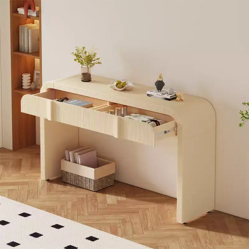 55" Modern Glossy Console Table with 2 Drawers