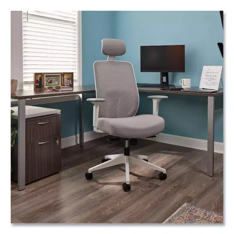 Mesh Back Task Chair Adjustable Height Gray/White