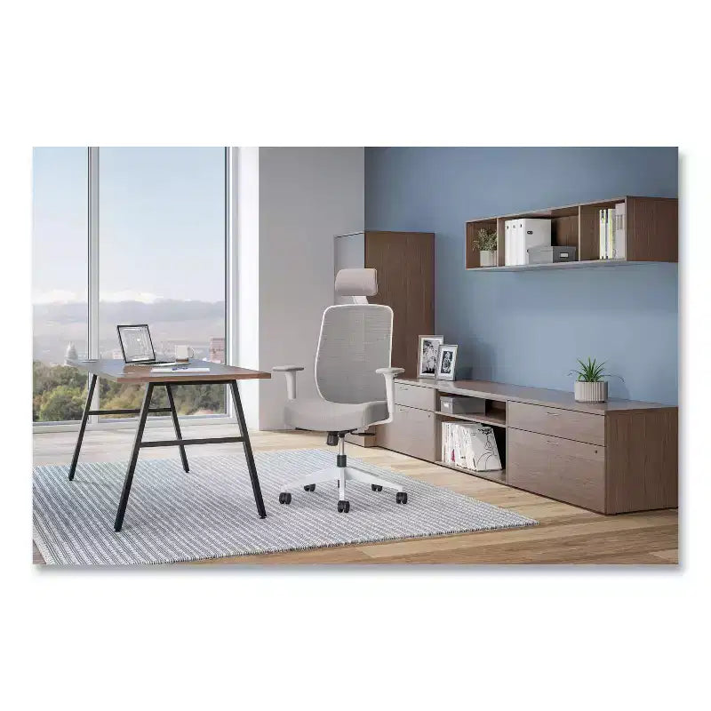 Mesh Back Task Chair Adjustable Height Gray/White