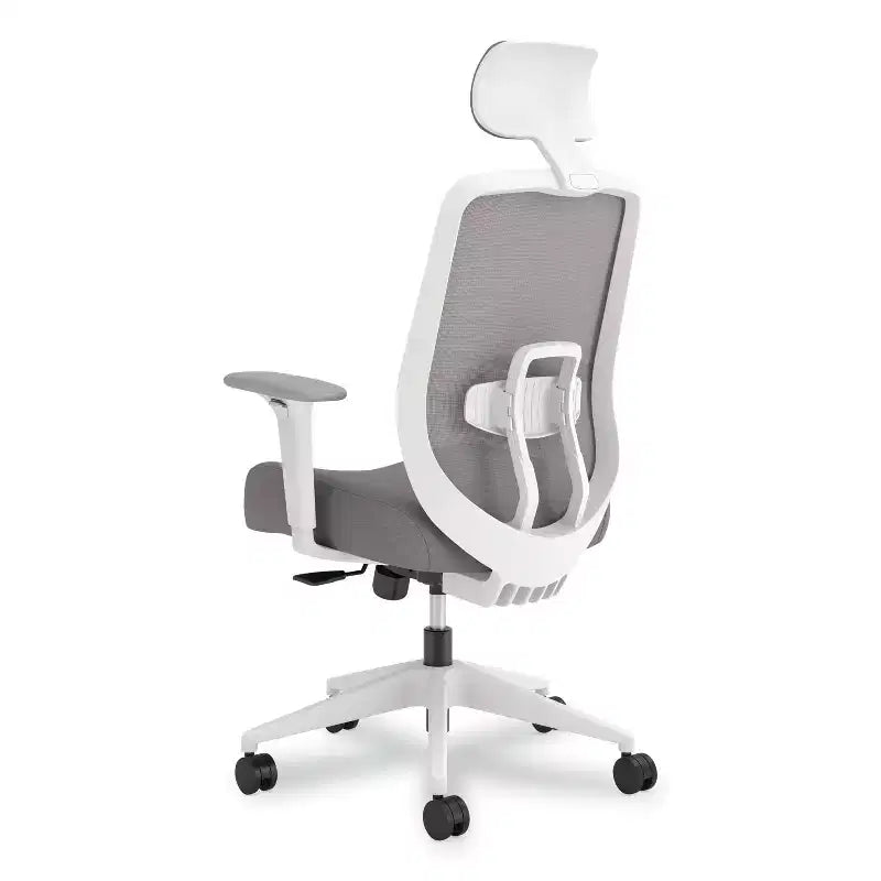 Mesh Back Task Chair Adjustable Height Gray/White