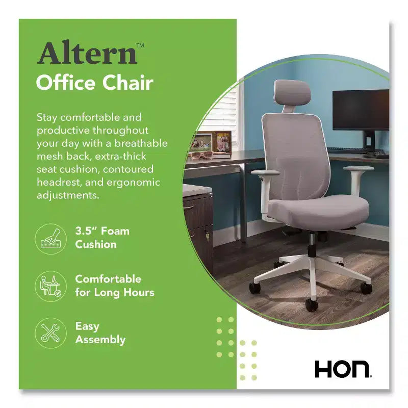 Mesh Back Task Chair Adjustable Height Gray/White