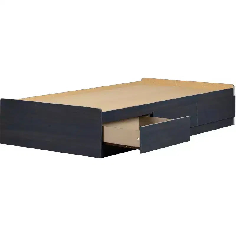 Twin Size Platform Storage Bed with 3 Drawers Blue