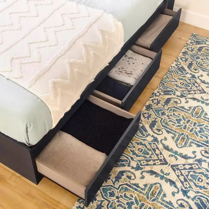 Twin Size Platform Storage Bed with 3 Drawers Blue