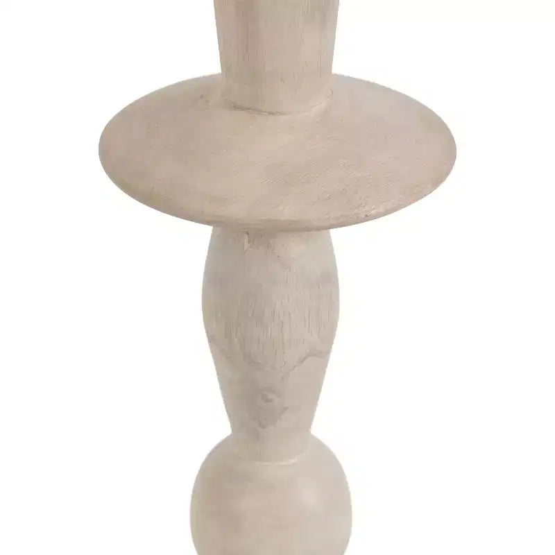 Round Mango Wood Drink Table 9"x22" White Bohemian Style