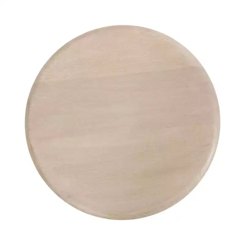 Round Mango Wood Drink Table 9"x22" White Bohemian Style