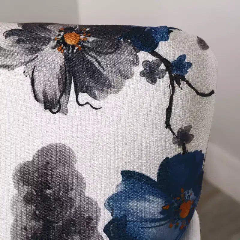 Fauteuil club d'appoint contemporain en tissu capitonné avec clous décoratifs, imprimé floral