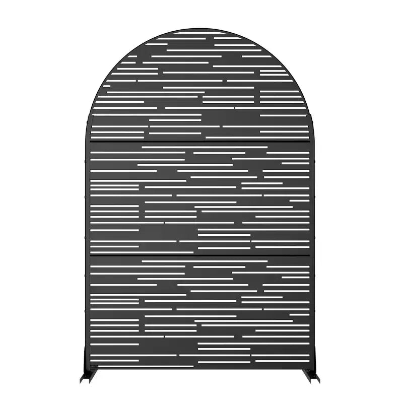Paravent Shine L A-Style en acier galvanisé noir arqué 183x120x40cm