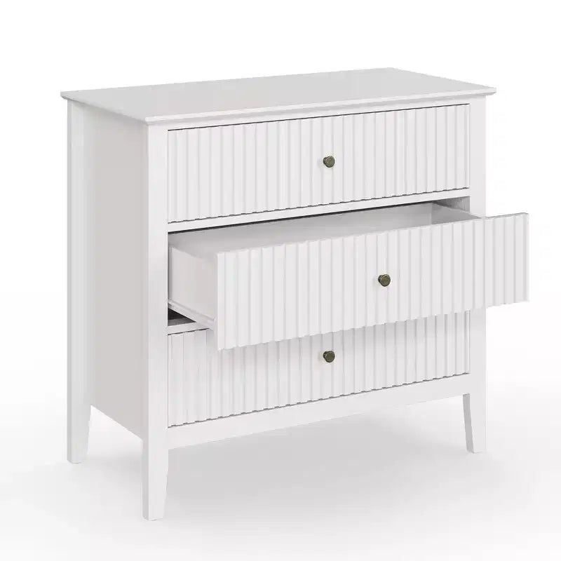 Commode haute 3 ou 5 tiroirs cannelés avec glissières silencieuses pour chambre, salon, couloir, entrée
