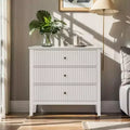 Commode haute 3 ou 5 tiroirs cannelés avec glissières silencieuses pour chambre, salon, couloir, entrée