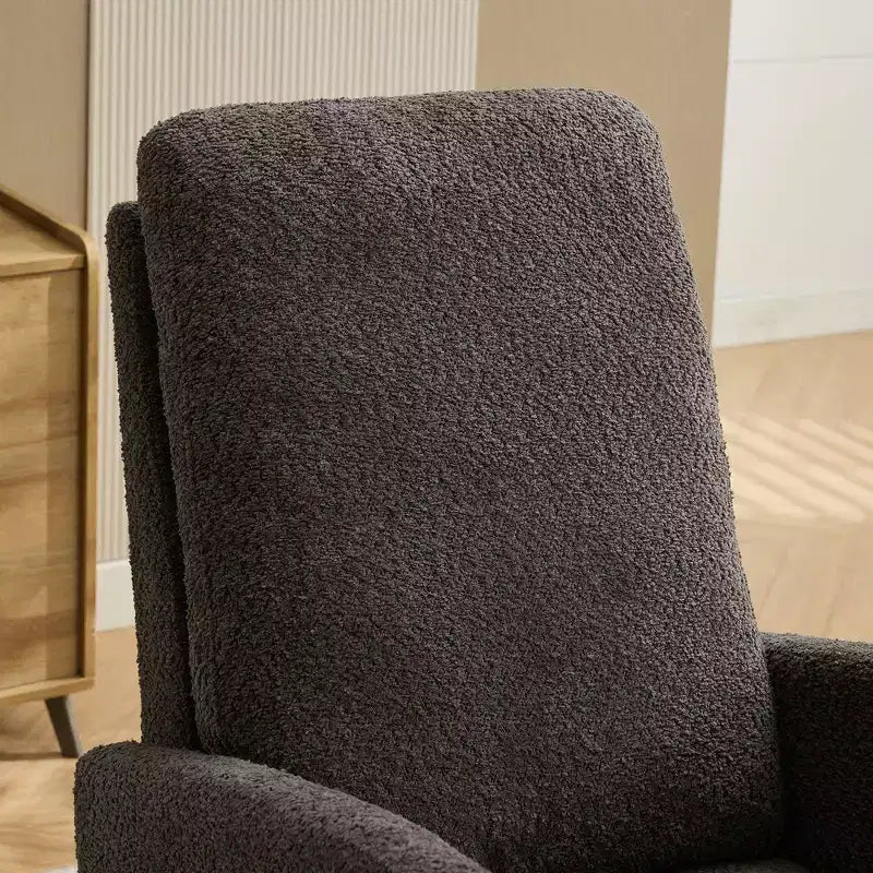 Fauteuil à bascule Okak avec dossier haut, planeur et poche latérale, repose-pieds rétractable, fauteuil pour chambre à coucher ou chambre d'enfant
