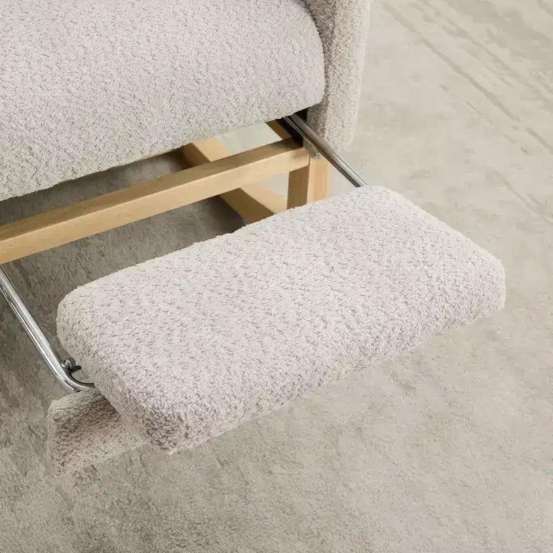 Fauteuil à bascule Okak avec dossier haut, planeur et poche latérale, repose-pieds rétractable, fauteuil pour chambre à coucher ou chambre d'enfant