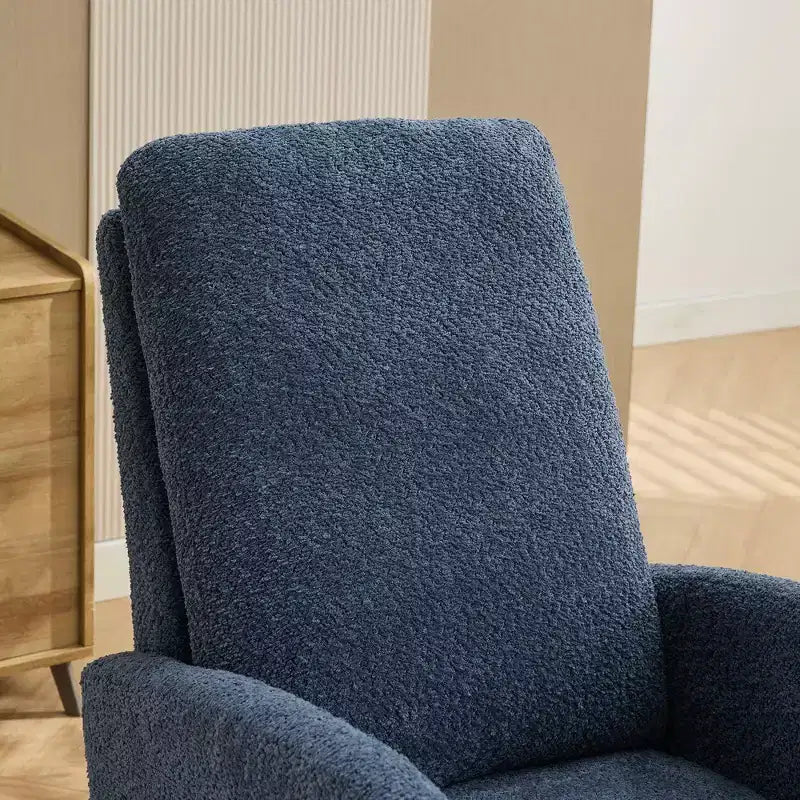 Fauteuil à bascule Okak avec dossier haut, planeur et poche latérale, repose-pieds rétractable, fauteuil pour chambre à coucher ou chambre d'enfant