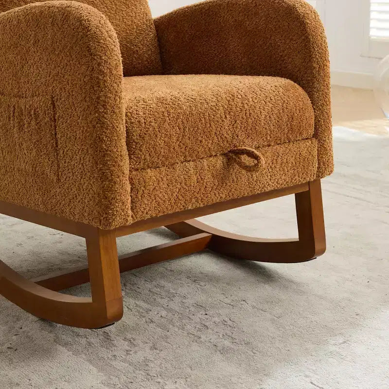 Fauteuil à bascule Okak avec dossier haut, planeur et poche latérale, repose-pieds rétractable, fauteuil pour chambre à coucher ou chambre d'enfant