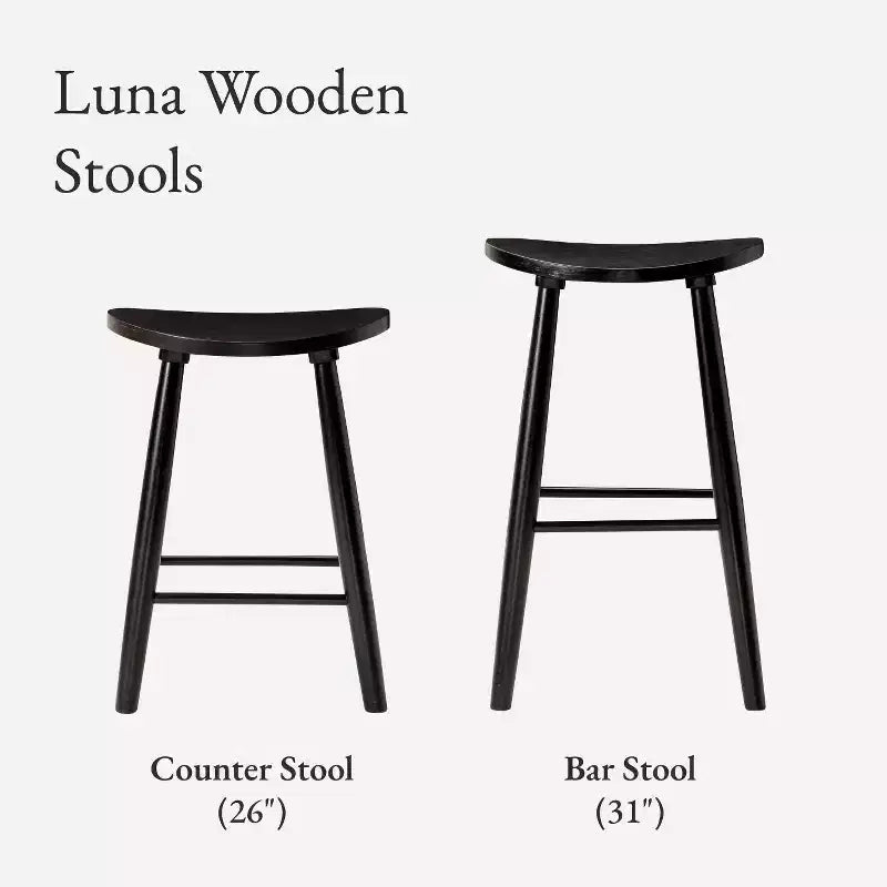 Tabouret de bar de cuisine en bois sans dossier Maven Lane Luna, 76 cm
