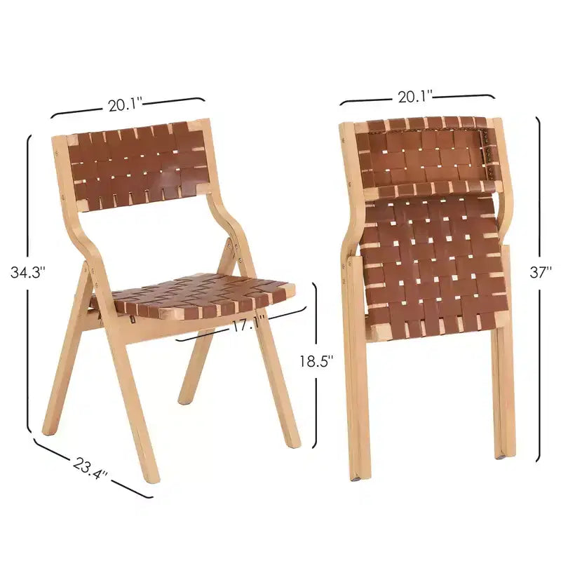 Chaises de salle à manger pliables et empilables en bois, assise et dossier tressés, beiges - Naturel