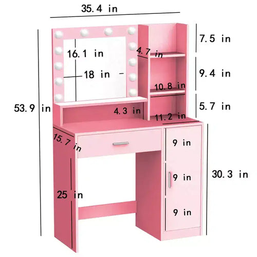 Coiffeuse 2 Niveaux avec Lumière Tactile, 3 Niveaux de Luminosité, Grand Tiroir et Table de Maquillage Compacte pour Petites Chambres