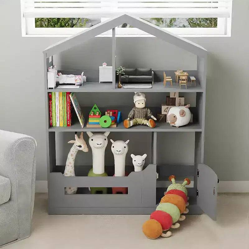 Étagère pour enfants, meuble de rangement pour jouets, bibliothèque en bois pour enfants avec détecteur de mouvement L, bibliothèque maison de poupée pour salle de jeux, chambre d'enfant, crèche, salle de classe