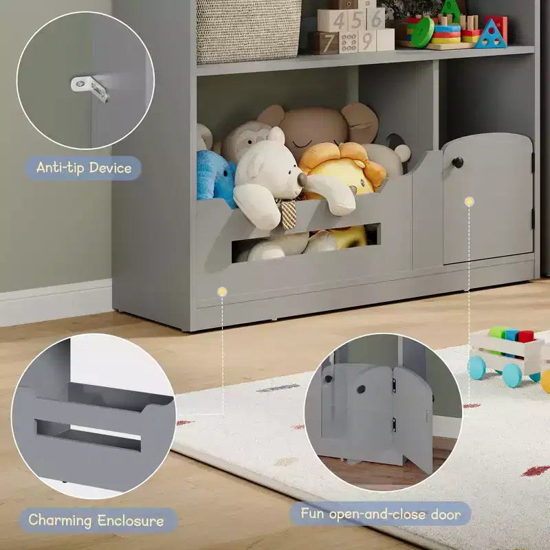 Étagère pour enfants, meuble de rangement pour jouets, bibliothèque en bois pour enfants avec détecteur de mouvement L, bibliothèque maison de poupée pour salle de jeux, chambre d'enfant, crèche, salle de classe