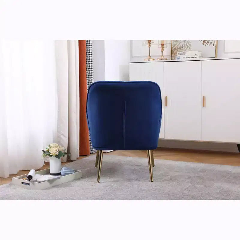 Fauteuil d'appoint moderne en velours, chaise de salon rembourrée, fauteuil stylé du milieu du siècle avec pieds en bois doré pour salle de lecture, chambre à coucher
