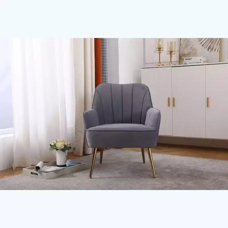 Fauteuil d'appoint moderne en velours, chaise de salon rembourrée, fauteuil stylé du milieu du siècle avec pieds en bois doré pour salle de lecture, chambre à coucher