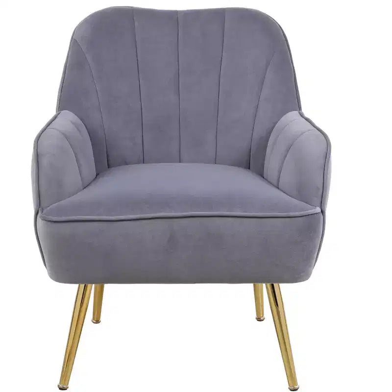 Fauteuil d'appoint moderne en velours, chaise de salon rembourrée, fauteuil stylé du milieu du siècle avec pieds en bois doré pour salle de lecture, chambre à coucher