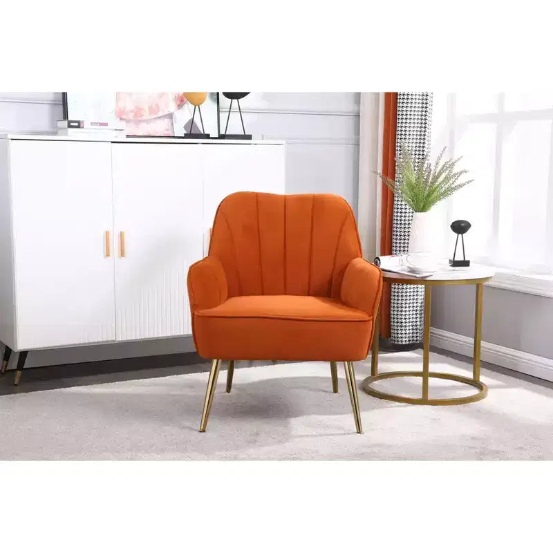 Fauteuil d'appoint moderne en velours, chaise de salon rembourrée, fauteuil stylé du milieu du siècle avec pieds en bois doré pour salle de lecture, chambre à coucher