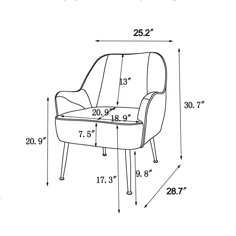 Fauteuil d'appoint moderne en velours, chaise de salon rembourrée, fauteuil stylé du milieu du siècle avec pieds en bois doré pour salle de lecture, chambre à coucher