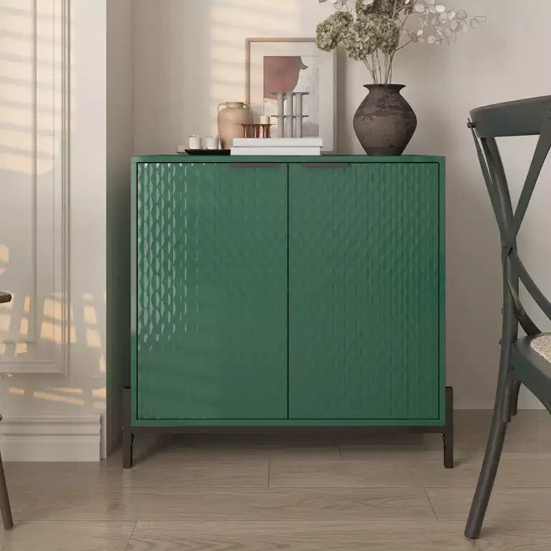 Meuble de rangement décoratif en bois à 2 portes avec 3 étagères réglables, 31,5 po