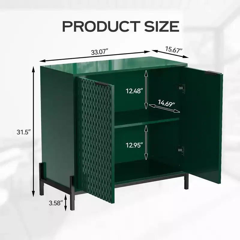 Meuble de rangement décoratif en bois à 2 portes avec 3 étagères réglables, 31,5 po