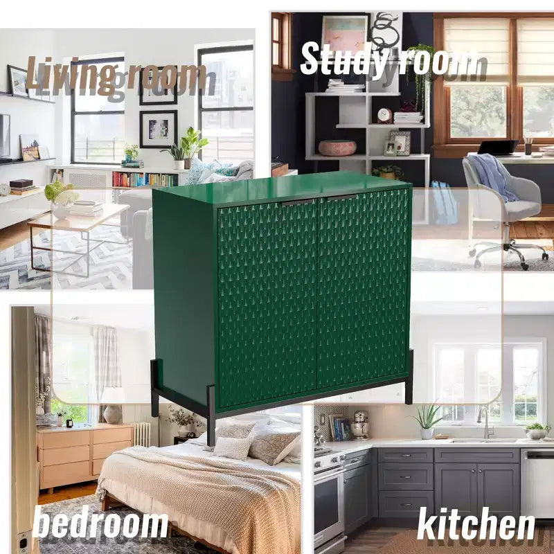 Meuble de rangement décoratif en bois à 2 portes avec 3 étagères réglables, 31,5 po