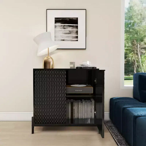 Meuble de rangement décoratif en bois à 2 portes avec 3 étagères réglables, 31,5 po