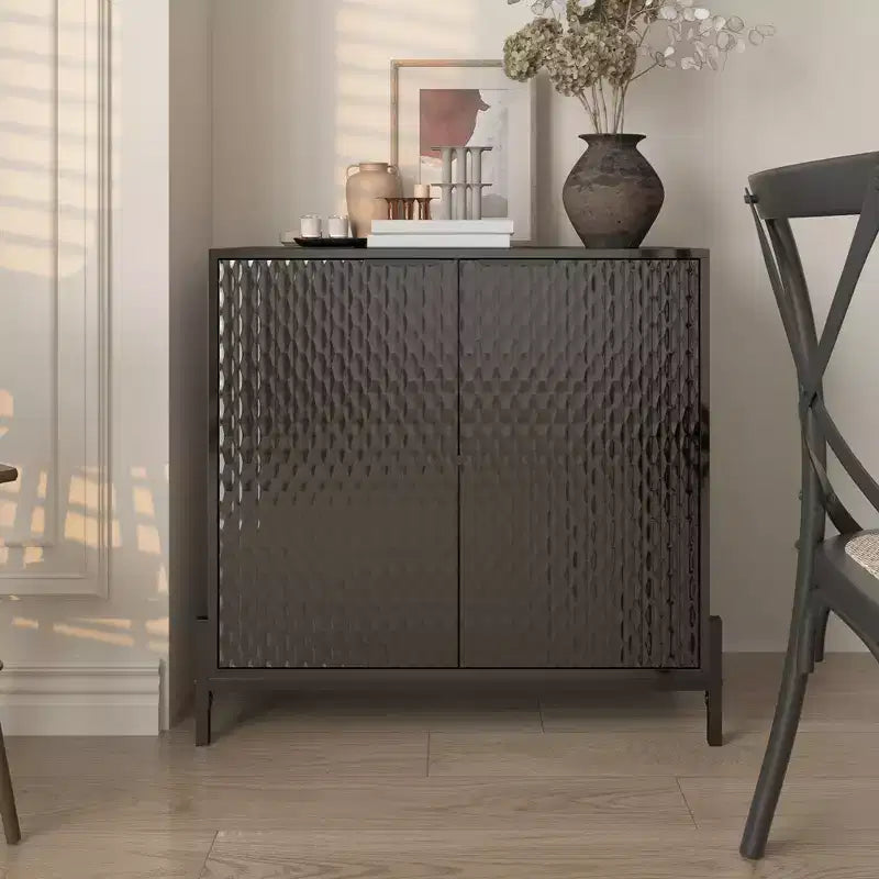Meuble de rangement décoratif en bois à 2 portes avec 3 étagères réglables, 31,5 po