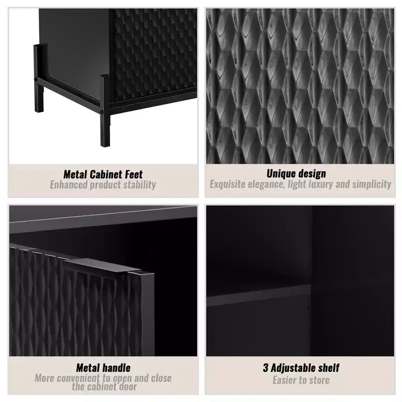 CLIHOME Armoire de rangement décorative en bois à 2 portes de 31,5 po avec 3 étagères réglables