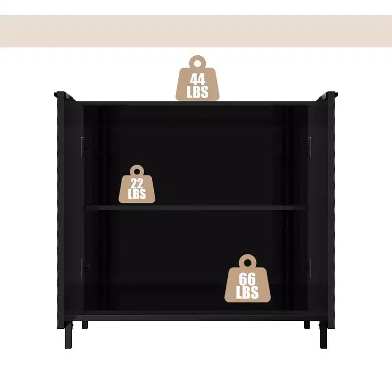 Meuble de rangement décoratif en bois à 2 portes avec 3 étagères réglables, 31,5 po