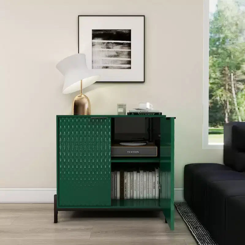 Meuble de rangement décoratif en bois à 2 portes avec 3 étagères réglables, 31,5 po