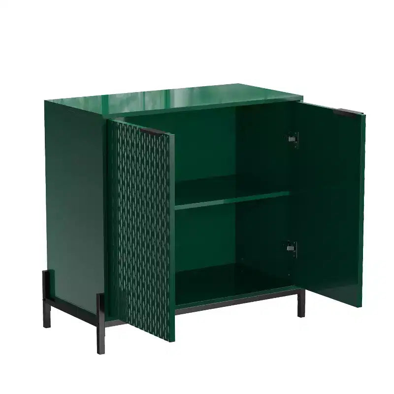 CLIHOME Armoire de rangement décorative en bois à 2 portes de 31,5 po avec 3 étagères réglables