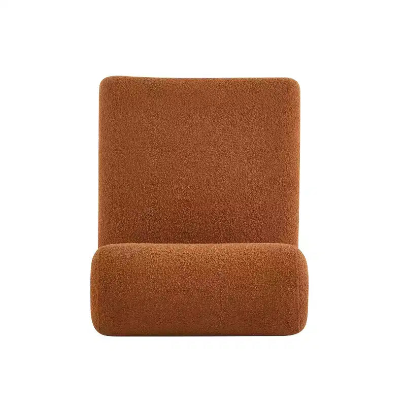 Fauteuil d'appoint avec dossier roulé et base en bois massif, revêtement en tissu bouclette