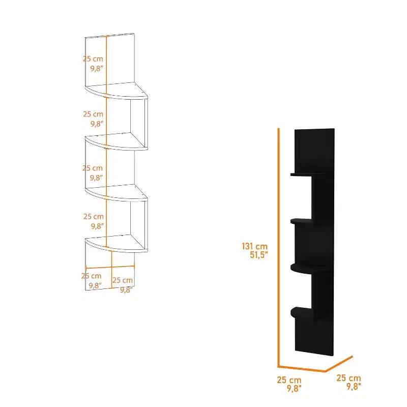 Étagère d'angle murale moderne à 4 niveaux, rangement gain de place