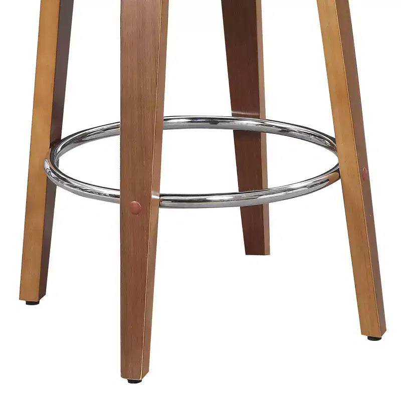 Tabourets de comptoir 27 pouces 1 pièce, tabourets de bar pivotants de style Mid-Century avec revêtement en similicuir et cadre en bois, chaises de bar à accent cuivre pour cuisine
