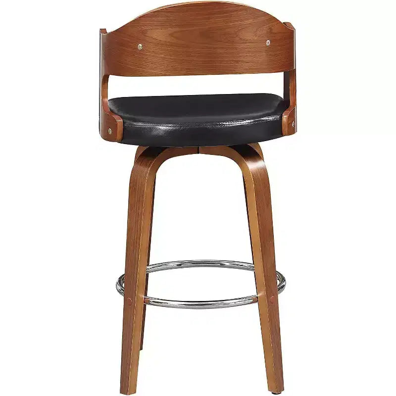 Tabourets de comptoir 27 pouces 1 pièce, tabourets de bar pivotants de style Mid-Century avec revêtement en similicuir et cadre en bois, chaises de bar à accent cuivre pour cuisine