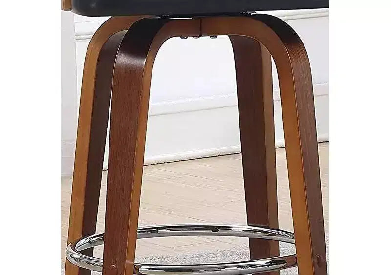 Tabourets de comptoir 27 pouces 1 pièce, tabourets de bar pivotants de style Mid-Century avec revêtement en similicuir et cadre en bois, chaises de bar à accent cuivre pour cuisine