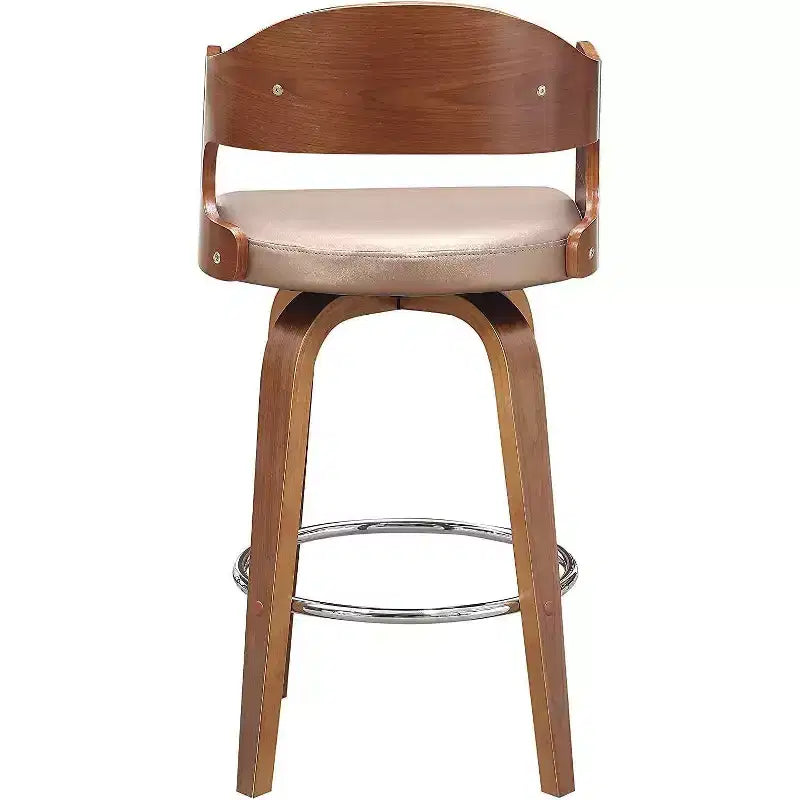 Tabourets de comptoir 27 pouces 1 pièce, tabourets de bar pivotants de style Mid-Century avec revêtement en similicuir et cadre en bois, chaises de bar à accent cuivre pour cuisine