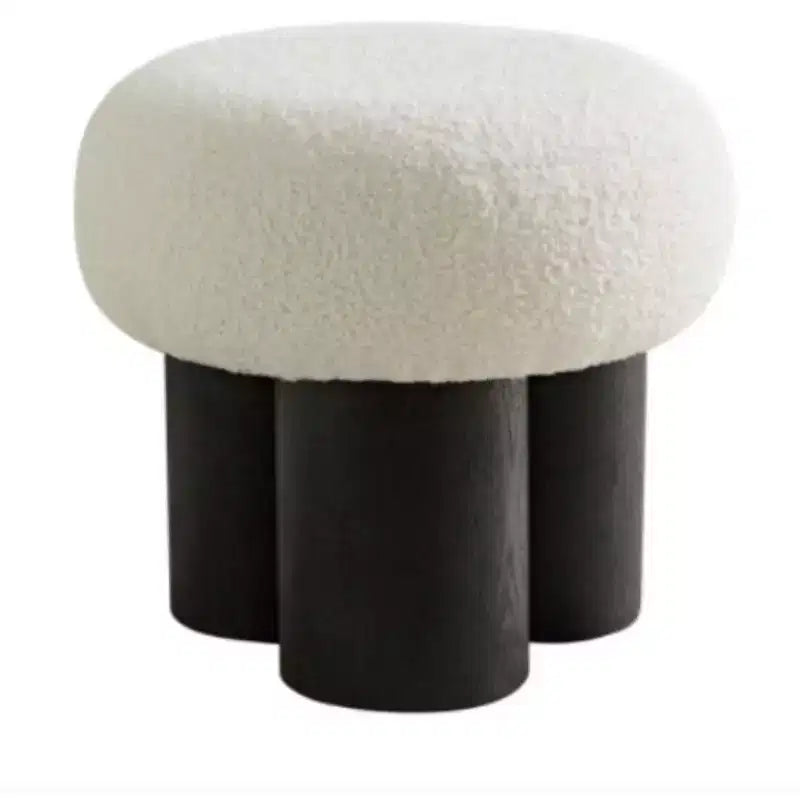 Tabouret Champignon, Pouf en Peluche avec Pieds Imitation Bois, Tabouret d'Appoint en Forme de Baril de 43 cm pour Salon, Entrée